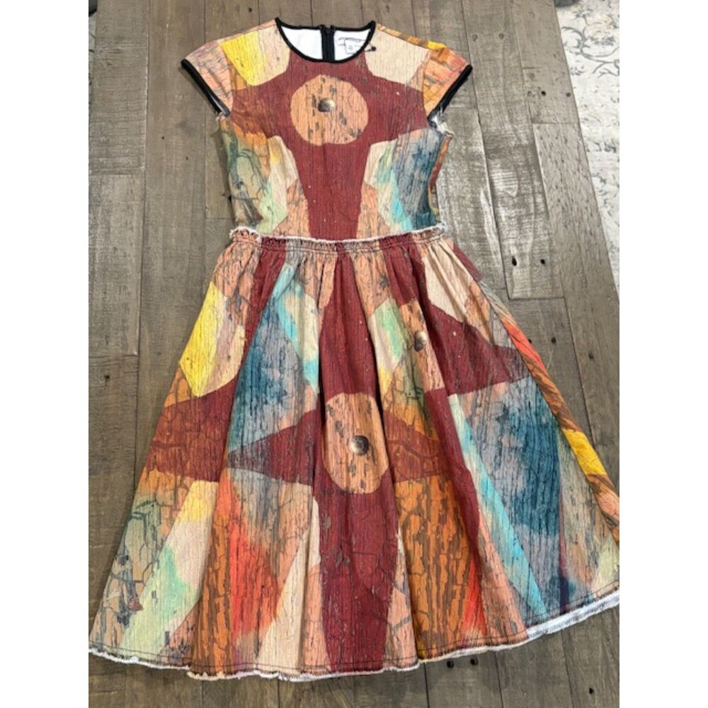 Gary Graham Making the Cut Carnival Dress XXS Stretch, Designer, Raw Edge Waist
